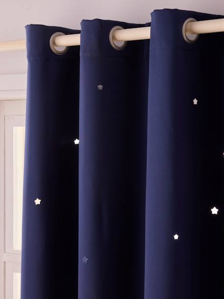 Blackout Curtain with Eyelets & Perforated Motifs Dark Blue+GREEN MEDIUM SOLID WITH DESIG+Green/Print+Grey/Print+mustard+Pink/Print 