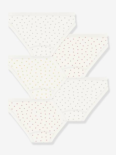 Set of 5 PETIT BATEAU little hearts briefs printed white 