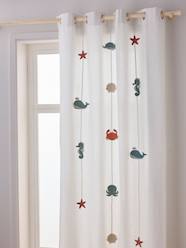 Bedding & Decor-Semi-Sheer Curtain with Eyelets & Marine Animals, Under the Ocean