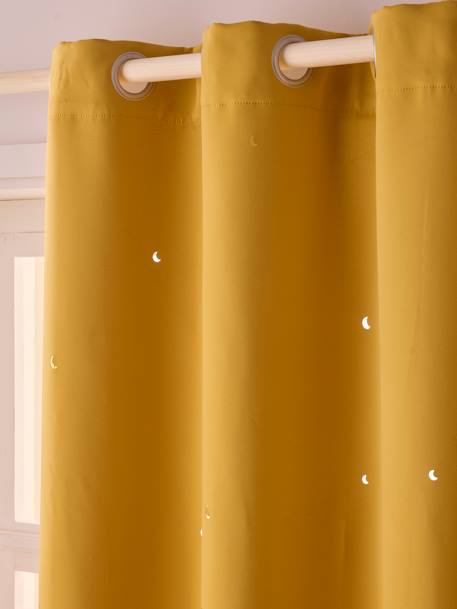 Blackout Curtain with Eyelets & Perforated Motifs Dark Blue+GREEN MEDIUM SOLID WITH DESIG+Green/Print+Grey/Print+mustard+Pink/Print 