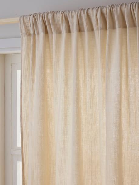 Semi-sheer Rod Pocket Curtain in Cotton Gauze cinnamon+ecru+grey blue+rosy+sage green 