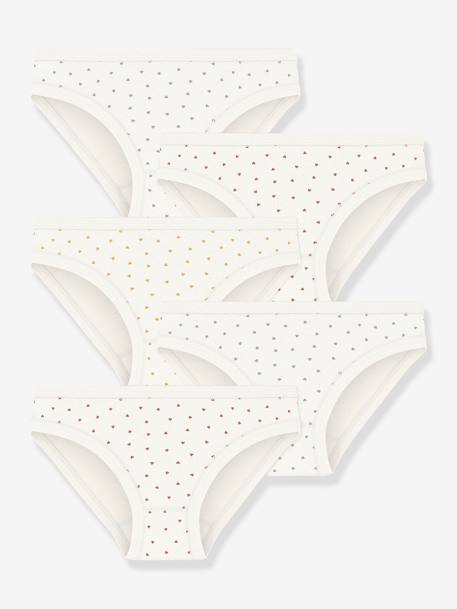 Set of 5 PETIT BATEAU little hearts briefs printed white 