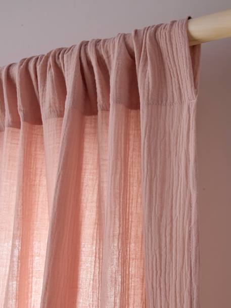 Semi-sheer Rod Pocket Curtain in Cotton Gauze cinnamon+ecru+grey blue+rosy+sage green 