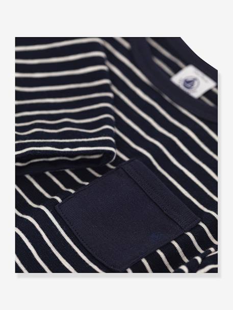 PETIT BATEAU baby's long-sleeved T-shirt in fine jersey striped navy blue 