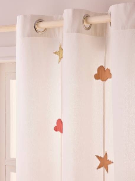 Semi-Sheer Curtain with Eyelets & Starry Garlands terracotta 