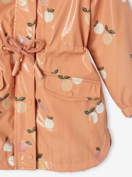 Hooded Raincoat with Magical Motifs for Girls GREEN MEDIUM ALL OVER PRINTED+rosy apricot 