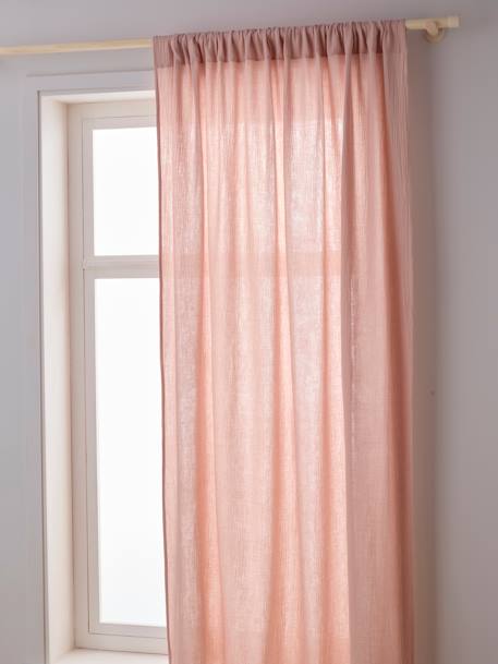 Semi-sheer Rod Pocket Curtain in Cotton Gauze cinnamon+ecru+grey blue+rosy+sage green 