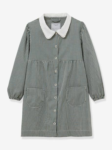 CYRILLUS gingham apron for girls chequered green+chequered red 