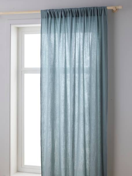 Semi-sheer Rod Pocket Curtain in Cotton Gauze cinnamon+ecru+grey blue+rosy+sage green 