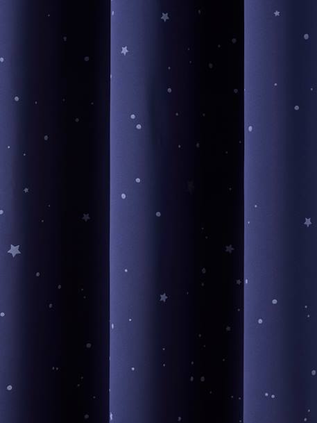 Blackout Curtain with Eyelets & Star Print Dark Blue/Print 