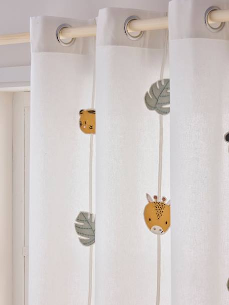 Semi-Sheer Curtain with Eyelets & Animal Garland, Hanoi ecru 