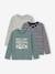 Pack of 3 Assorted Long Sleeve Tops for Boys aqua green+bordeaux red+marl grey+marl white 