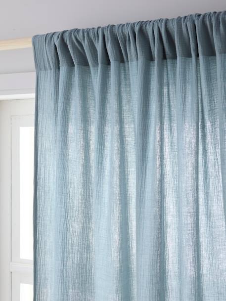 Semi-sheer Rod Pocket Curtain in Cotton Gauze cinnamon+ecru+grey blue+sage green 