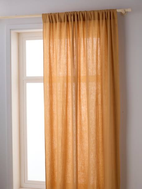 Semi-sheer Rod Pocket Curtain in Cotton Gauze cinnamon+ecru+grey blue+rosy+sage green 