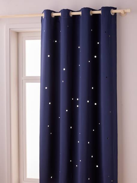 Blackout Curtain with Eyelets & Perforated Motifs Dark Blue+GREEN MEDIUM SOLID WITH DESIG+Green/Print+Grey/Print+mustard+Pink/Print 