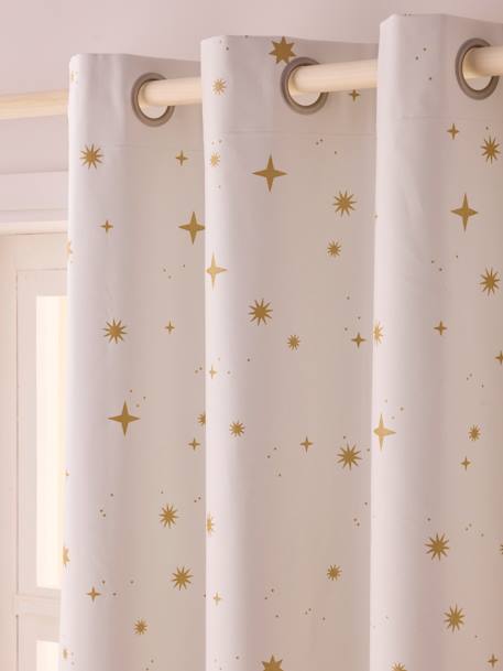 Blackout Curtain with Eyelets & Star Print White/Print 