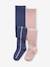 Pack of 2 Tights with Lurex Stripe for Girls indigo+marl grey 