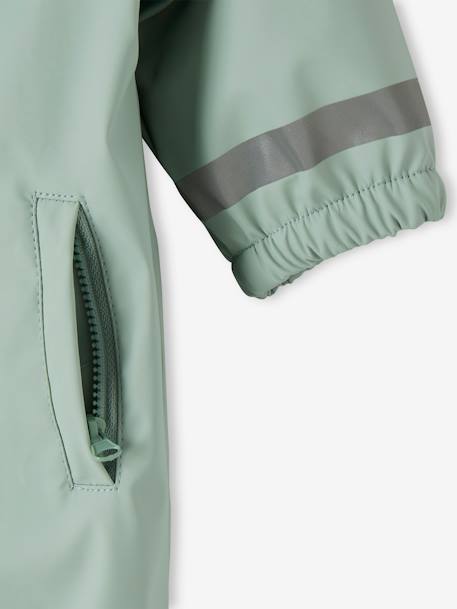 Water-Repellent Pramsuit with Hood, Lined in Polar Fleece, for Babies sage green 