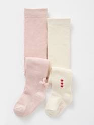 -Pack of 2 Pairs of Tights with Fancy Details for Baby Girls