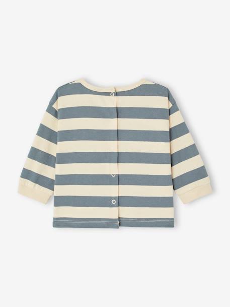 Striped Top in Organic Cotton for Babies aqua green+grey blue 