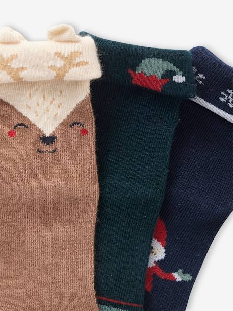 Pack of 3 Pairs of Christmas Socks for Baby Boys pecan nut 