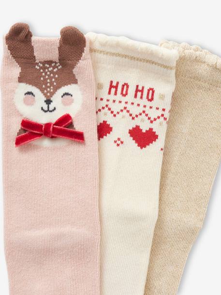 Set of 3 Pairs of Christmas Socks rosy 