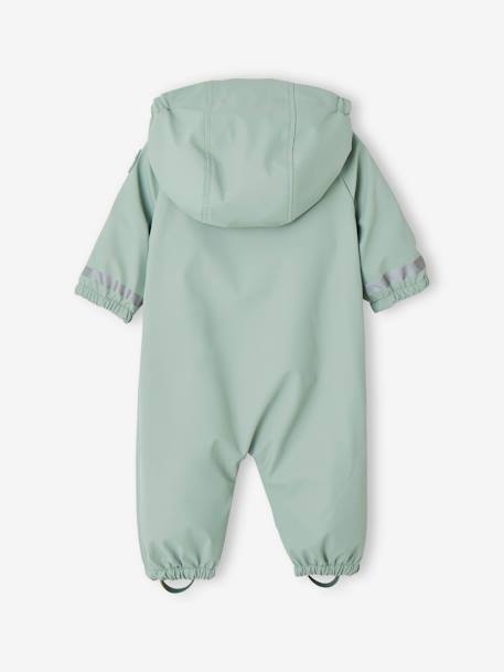 Water-Repellent Pramsuit with Hood, Lined in Polar Fleece, for Babies sage green 