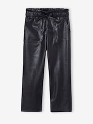 Girls-Leather-Effect Paperbag Trousers