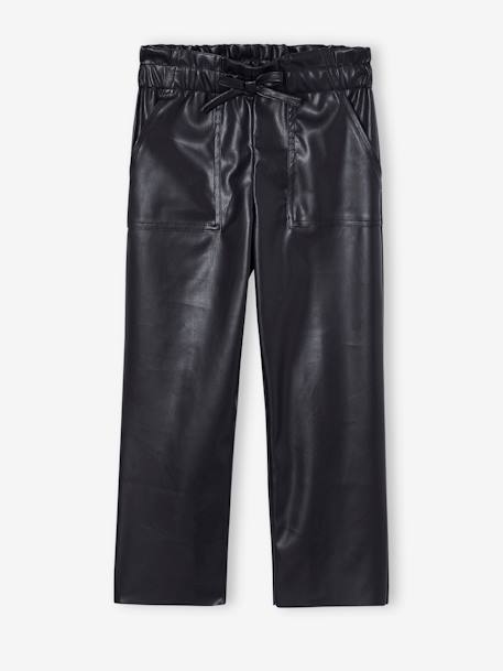 Leather-Effect Paperbag Trousers black 