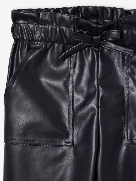 Leather-Effect Paperbag Trousers black 