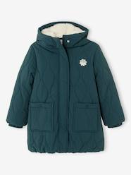 Girls-Padded Coat with Hood & Faux Fur Lining for Girls