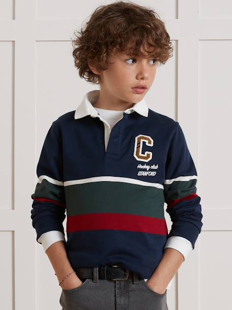 Polo shirt for boys - organic cotton - CYRILLUS navy blue 