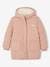 Padded Coat with Hood & Faux Fur Lining for Girls emerald green+rosy 