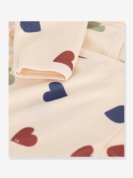 PETIT BATEAU baby cotton heart pyjamas beige 