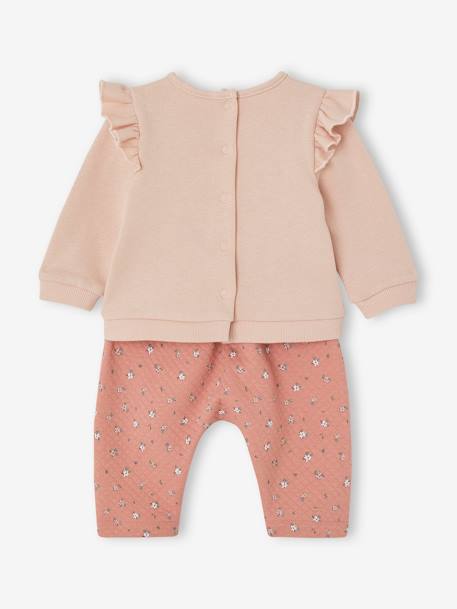 Sweatshirt & Trousers Combo for Babies ecru+marl beige+rose 