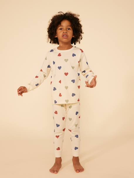 PETIT BATEAU heart print cotton pyjamas beige 