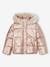 Padded Jacket with Hood & Polar Fleece Lining for Girls anthracite+gold+printed pink 