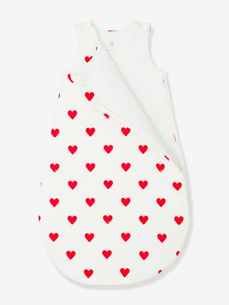 Sleepbag with hearts in cotton PETIT BATEAU white 