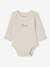 Pack of 5 Long Sleeve Bodysuits in Organic Cotton with Cutaway Shoulders for Babies marl beige 