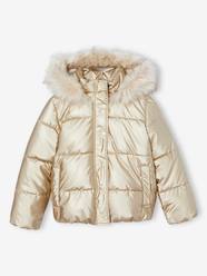 Girls-Coats & Jackets-Padded Jacket with Hood & Polar Fleece Lining for Girls