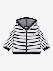 Baby-Jumpers, Cardigans & Sweaters-Sweaters-Boy's hooded sweatshirt PETIT BATEAU