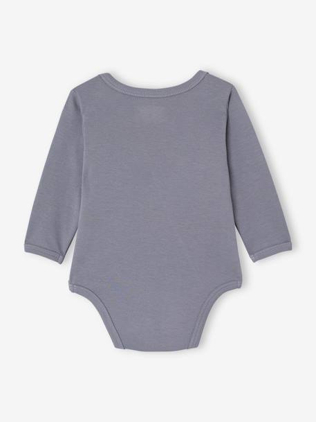 Pack of 5 Long Sleeve Bodysuits in Organic Cotton with Cutaway Shoulders for Newborn Babies blue 