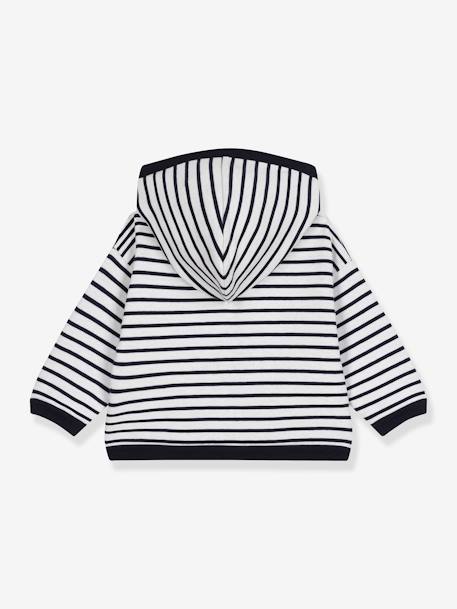 Boy's hooded sweatshirt PETIT BATEAU striped blue 