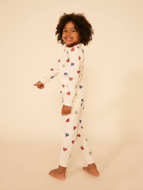 PETIT BATEAU heart print cotton pyjamas beige 