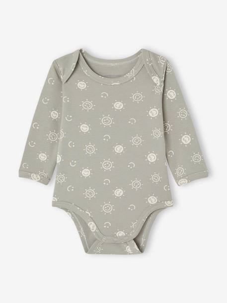 Pack of 5 Long Sleeve Bodysuits in Organic Cotton with Cutaway Shoulders for Newborn Babies blue 