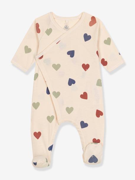 PETIT BATEAU baby cotton heart pyjamas beige 