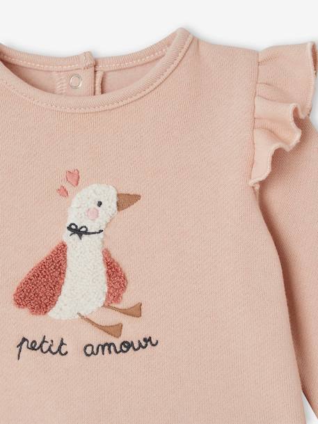 Sweatshirt & Trousers Combo for Babies ecru+marl beige+rose 