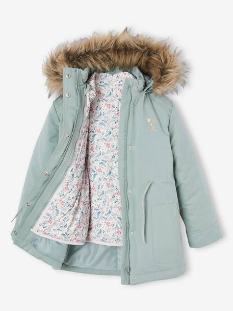 3-in-1 Parka with Hood for Girls GREEN DARK SOLID+grey green+navy blue+PURPLE MEDIUM SOLID 