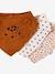 Pack of 3 Bandana-Style Bibs in Terry Cloth & Cotton Gauze BROWN MEDIUM SOLID+hazel 