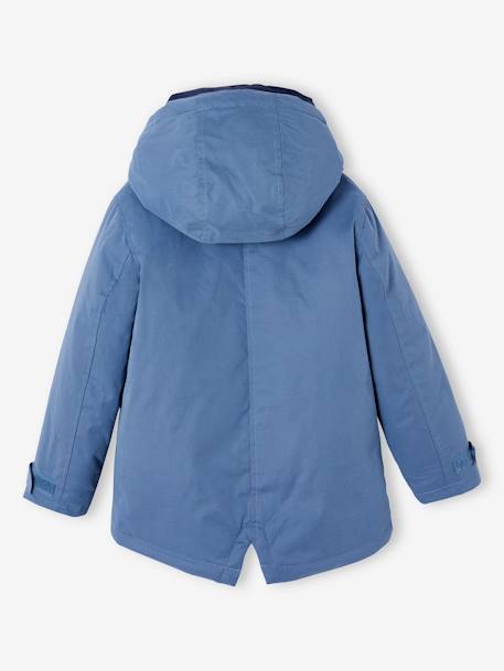 3-in-1 Parka with Removable Bodywarmer for Boys BLUE MEDIUM SOLID WITH DESIGN+BROWN DARK SOLID WITH DESIGN+electric blue+GREEN MEDIUM SOLID WITH DESIG+grey blue 